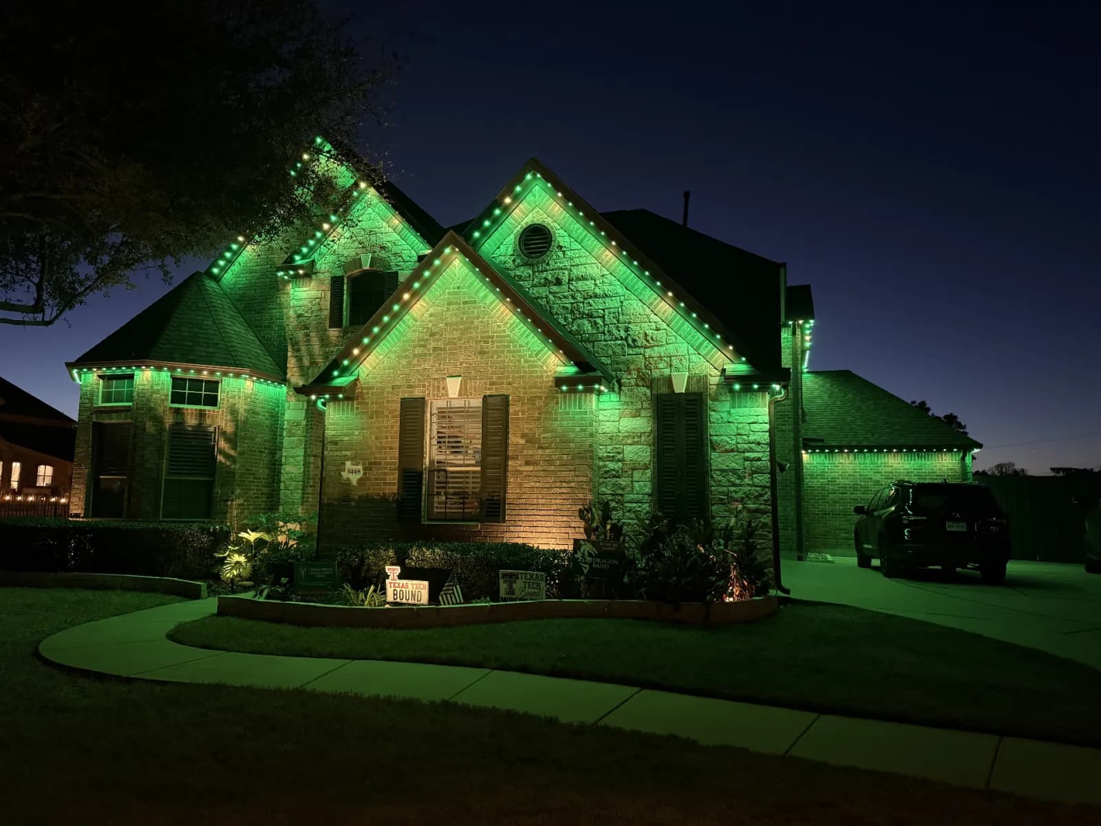 St. Patrick's Day green lighting display